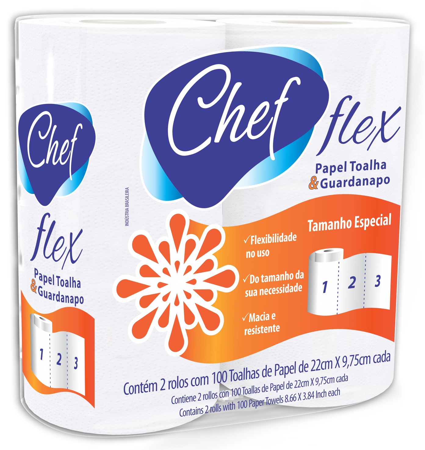 Toalha de papel, CHEF FLEX 100% celulose virgem.